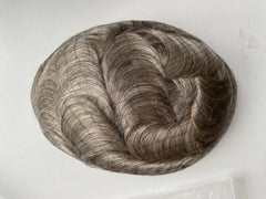 FSK-04 | Split knots with V-Looped Full Skin Men's Hair Systems | 0.04mm Base| Natural Thin Skin Easy Wear Men's Toupee