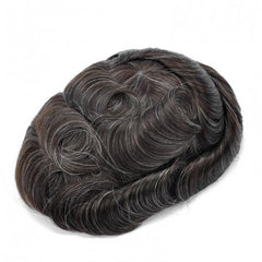 NEW-Q6 | French Lace Base With PU Banded Easy Wear Breathable Lace Men's Human Hair Toupee |Top-quality Lace Base