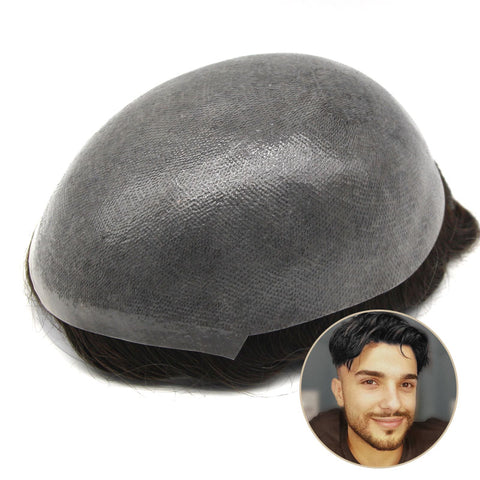 FSK-08 |Full Skin Hair System with Split V-Looped knots| 0.08-0.10 mm Base| More Durable Skin Hair System