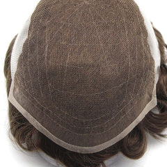NEW-Q6 | French Lace Base With PU Banded Easy Wear Breathable Lace Men's Human Hair Toupee |Top-quality Lace Base