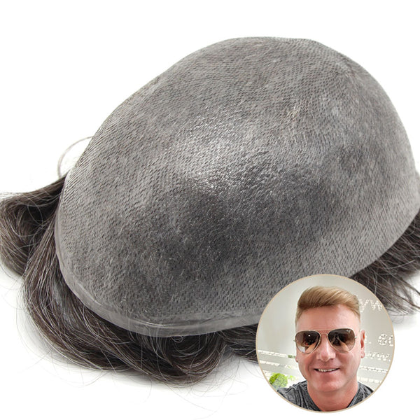 FSV-06 |Peluquines para hombre con bucle en V de piel fina completa | 0,06-0,08 mm Base | Espesor moderado