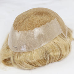NEW-Q6 | French Lace Base With PU Banded Easy Wear Breathable Lace Men's Human Hair Toupee |Top-quality Lace Base