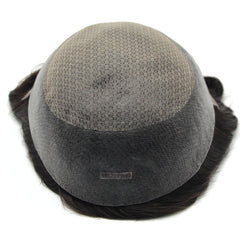 DLH-1|Diamond Lace Base Injected Thin Skin Men’s Hairpiece Attached with French Lace Front | Natural hairline