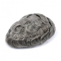 FSV-G |Vollhaut-Haarteile mit V-Schlaufe | #1B mit 65 %–100 % grauem Echthaar | Synthetische Hiar ersetzen