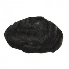 FSV-10 | Toupee per capelli con anello a V in pelle intera per uomo, pelle sottile 0,10 mm | Linea sottile ondulata Sistema di capelli più resistente