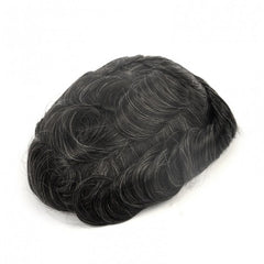 DLH-1|Diamond Lace Base Injected Thin Skin Men’s Hairpiece Attached with French Lace Front | Natural hairline