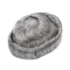 FSV-G | Postizos con bucle en V de piel completa | #1B con65%-100% cabello humano gris | Reemplace Hiar Sintético