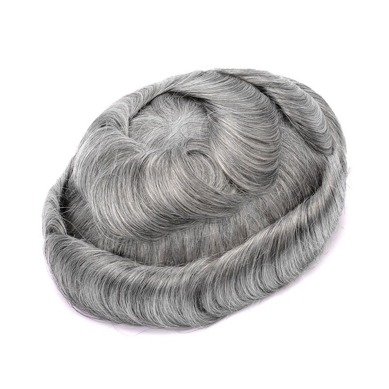 NUEVO-Q6 | Base de encaje francés con peluquín de cabello humano de encaje transpirable con banda de PU fácil de usar | Base de encaje de alta calidad