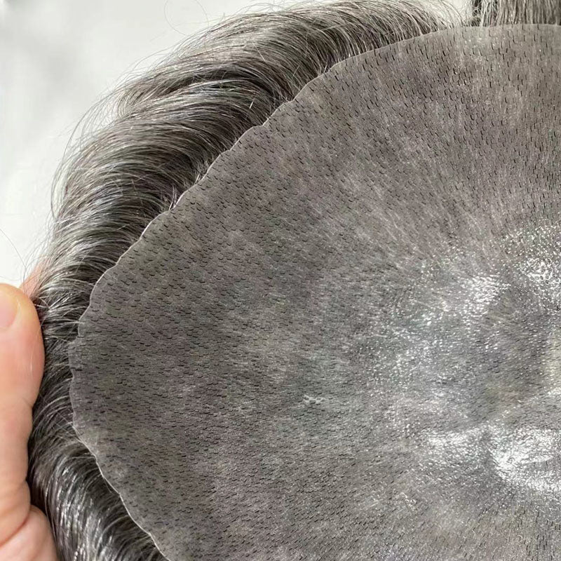 FSV-G |Full Skin V-looped Hairpieces | #1B with65%-100% Gray Human Hair | Replace Synthetic Hair