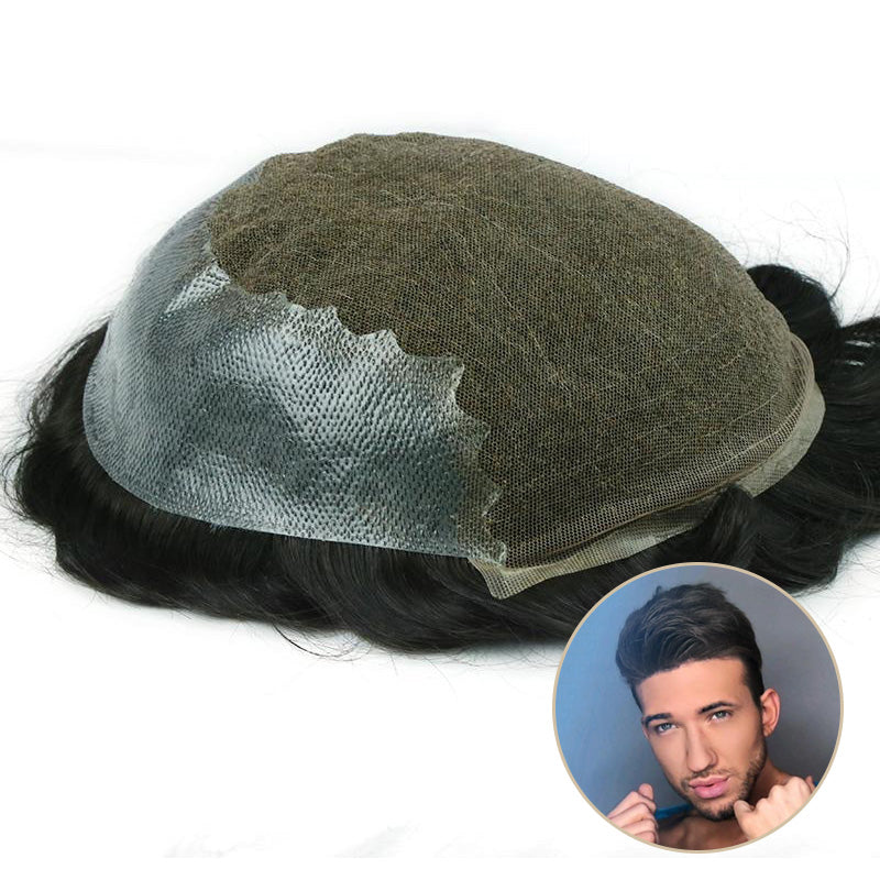 Atoupee Hair Chinese Lace Toupee for Men with PU Back and Sides atoupee