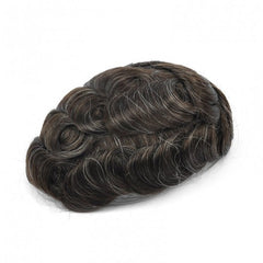 NEW-Q6 | French Lace Base With  PU Banded Easy Wear Breathable Lace Men's Human Hair Toupee |Top-quality Lace Base