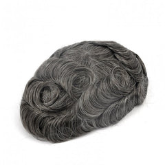 NEW-Q6 | French Lace Base With  PU Banded Easy Wear Breathable Lace Men's Human Hair Toupee |Top-quality Lace Base