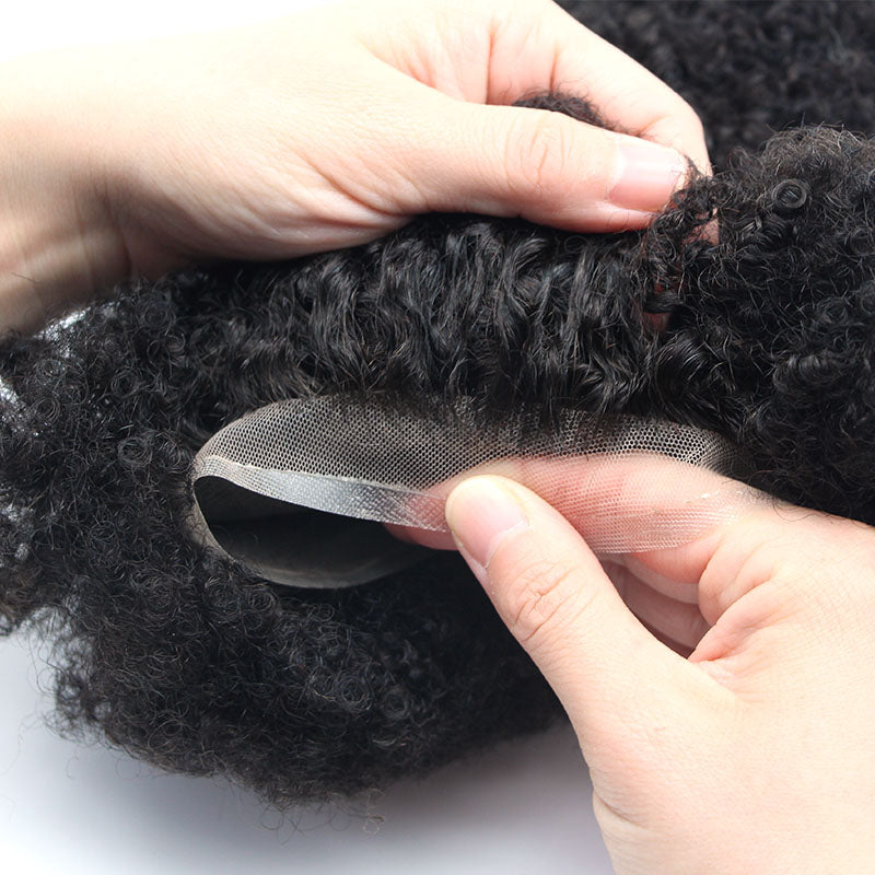 Sistema de cabello afroamericano con base de encaje completo | transpirable y suave