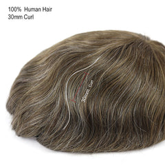 FSK-04 | Split knots with V-Looped Full Skin Men's Hair Systems | 0.04mm Base| Natural Thin Skin Easy Wear Men's Toupee