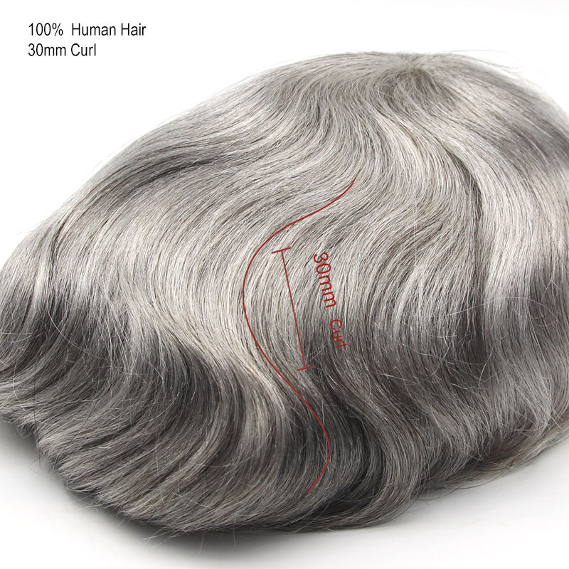 FSV-G |Full Skin V-looped Hairpieces | #1B with65%-100% Gray Human Hair | Replace Synthetic Hair