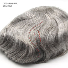 BIO-Stil | Dünne Haut mit Spitzenfront, leicht zu tragen, nicht nachweisbare V-Schlaufe, Cut-Away-Basis, natürliche Prothesen-Haarteile für Männer | Natürlicher Haaransatz