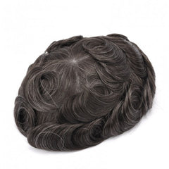 NEW-Q6 | French Lace Base With  PU Banded Easy Wear Breathable Lace Men's Human Hair Toupee |Top-quality Lace Base