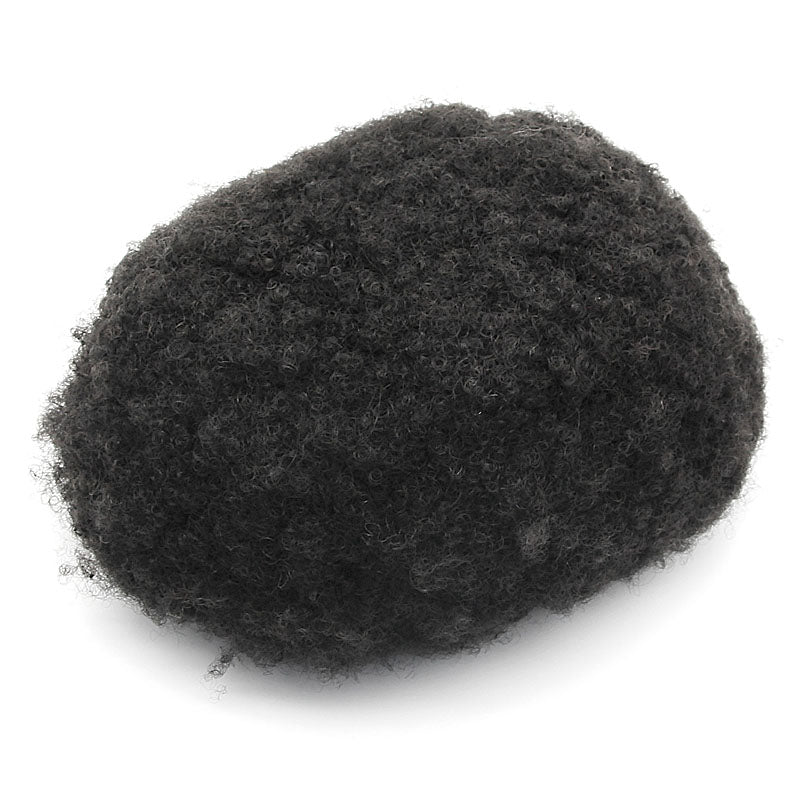 Afro-libertà| 4mm Wave Afro Toupee Hair Unit Black Mens ricci 100% capelli umani