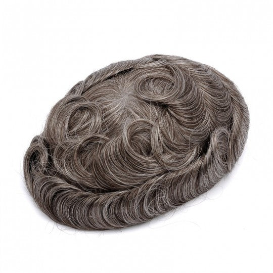 NEW-Q6 | French Lace Base With  PU Banded Easy Wear Breathable Lace Men's Human Hair Toupee |Top-quality Lace Base