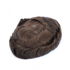 NUOVO-Q6 | Base in pizzo francese con toupet per capelli umani in pizzo traspirante facile da indossare con fascia in PU | Base in pizzo di alta qualità