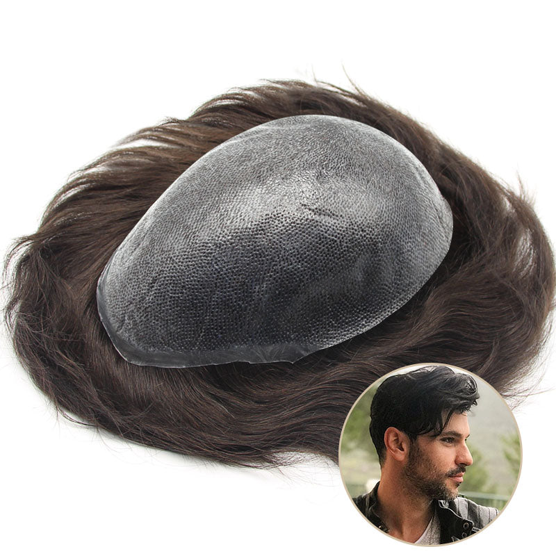 FSI-06 |Full Skin Flat Injected  Stock Toupees for Men | 0.06-0.08mm Base | Long Hair