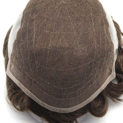 NEW-Q6 | French Lace Base With  PU Banded Easy Wear Breathable Lace Men's Human Hair Toupee |Top-quality Lace Base