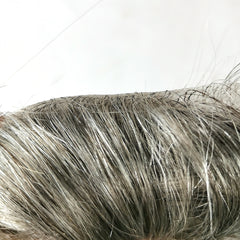 FSV-G | Posticci con anello a V in pelle intera | # 1B con il 65% -100% di capelli umani grigi | Sostituisci Hiar sintetico