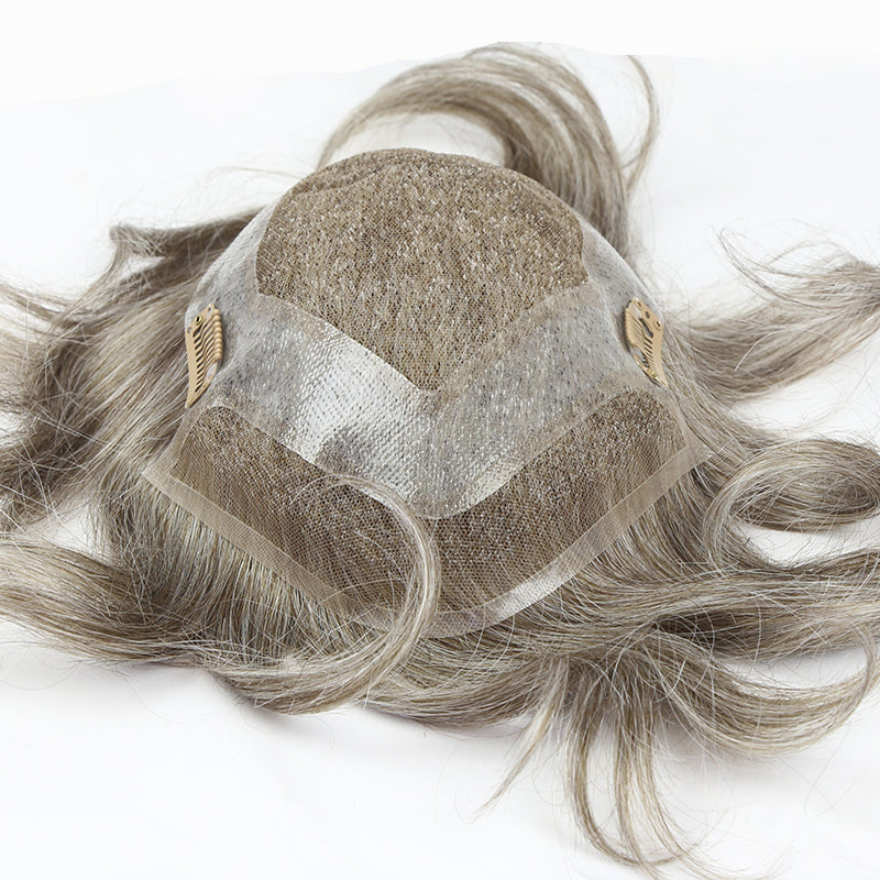 Liberty-C | Customized products | Hair Patch Clip System with French Lace Front and Lace Top with Thin Skin Hair System