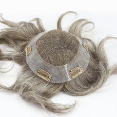 Liberty-C | Customized products | Hair Patch Clip System with French Lace Front and Lace Top with Thin Skin Hair System