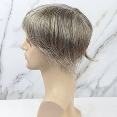 Liberty-C | Customized products | Hair Patch Clip System with French Lace Front and Lace Top with Thin Skin Hair System
