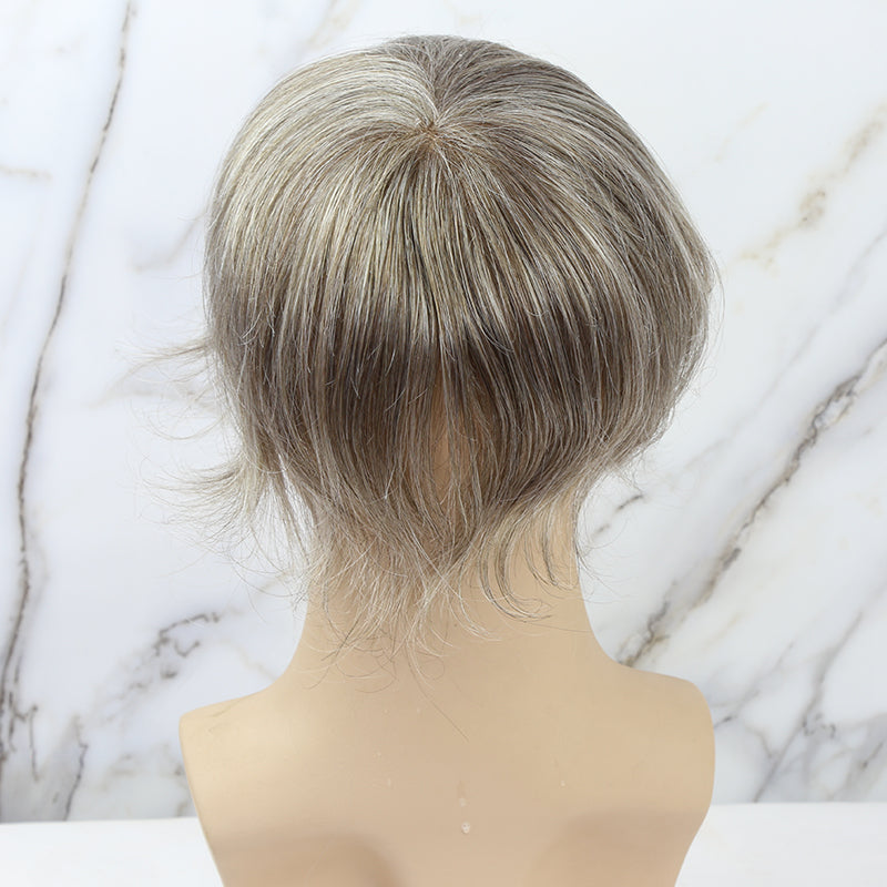 Liberty-C | Customized products | Hair Patch Clip System with French Lace Front and Lace Top with Thin Skin Hair System