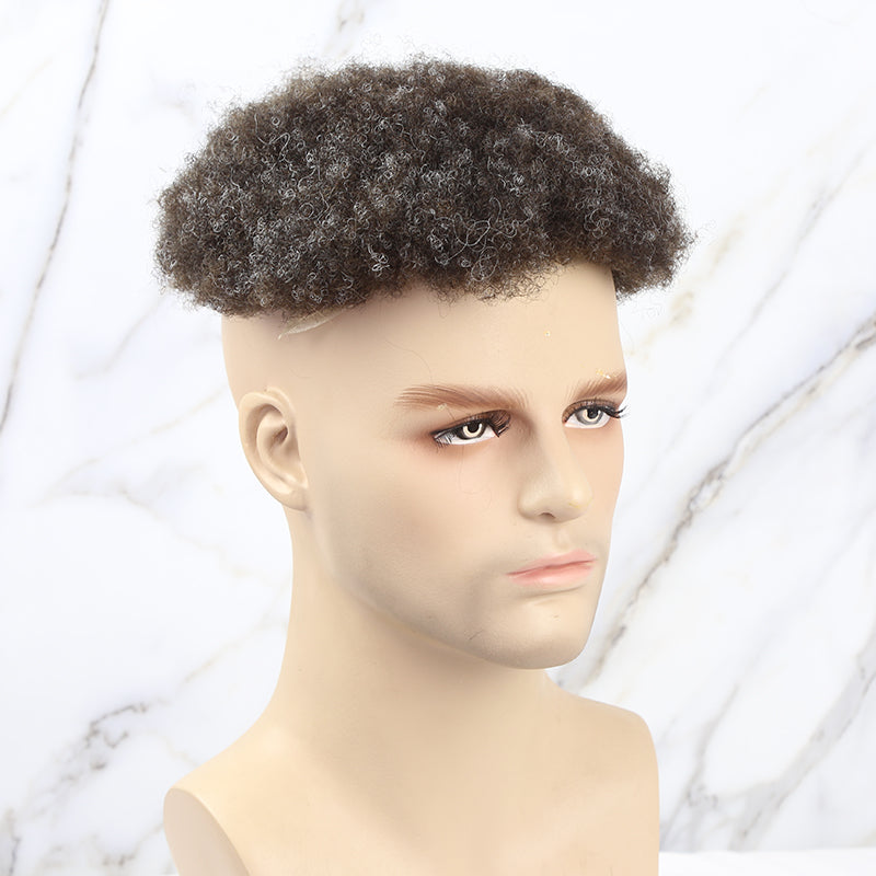 AFR-Q6 | Customized products | French Lace with PU back and side Afro American Hair System For Black men