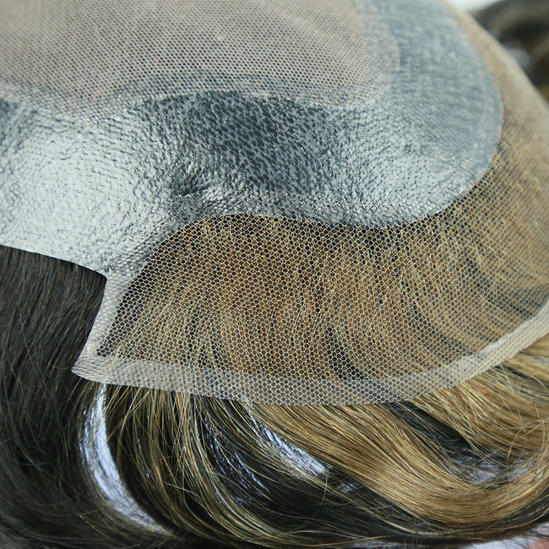 Sistemas de cabello hechos a máquina con frente de encaje para hombres | Estilo de moda