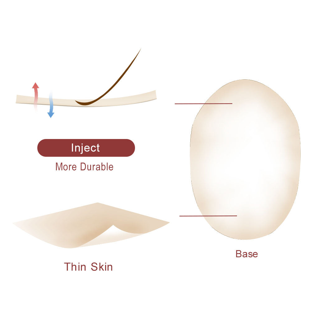 FSI-12 |Sistema de cabello inyectado de piel completa| Base de 0,12-0,14 mm| Duradero y de larga duración.
