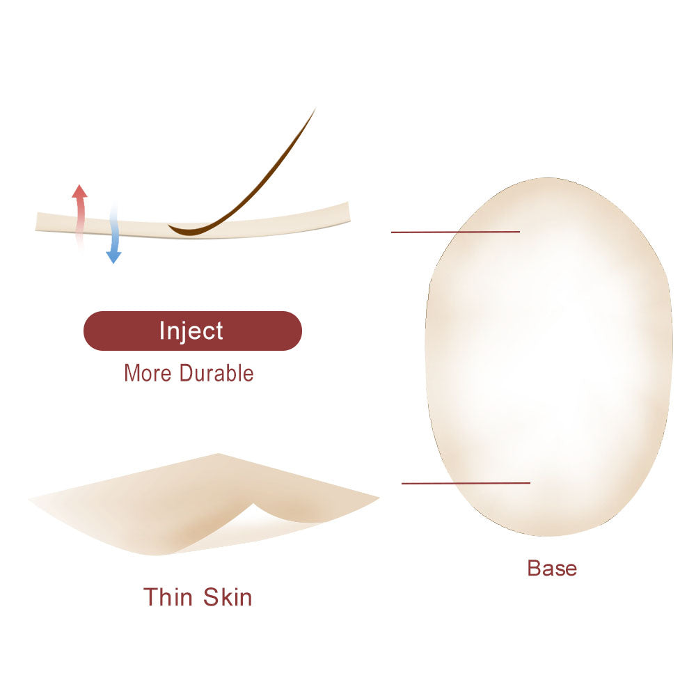 EIS-08| European Injected Full Super Thin Skin Hair Replacement | 100% European Long Human Hair | Soft and Smooth