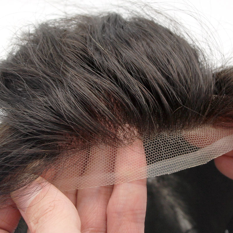 FLH |Sistemi di sostituzione dei capelli in pizzo francese completo per uomo | Sistema per capelli traspirante