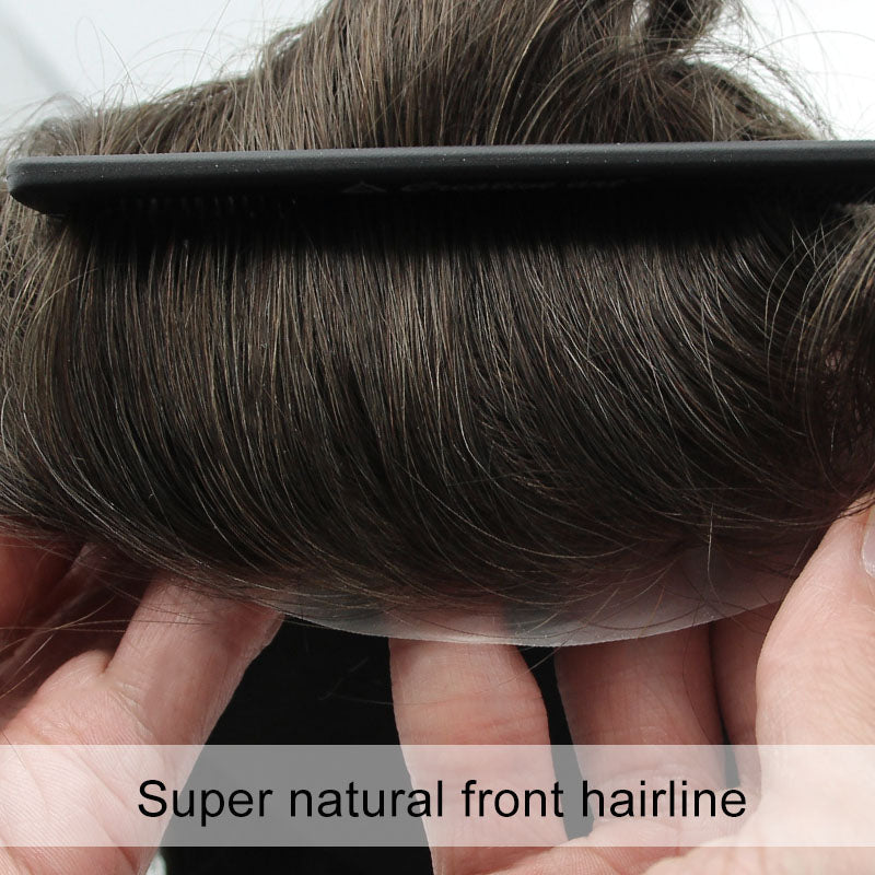 Sostituzione completa dei capelli della pelle super sottile iniettata europea | Base da 0,08 mm | 100% capelli umani lunghi europei | Morbido e liscio