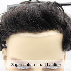 FSK-08 |Full Skin Hair System with Split V-Looped knots| 0.08-0.10 mm Base| More Durable Skin Hair System